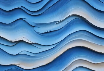 Obraz premium Wavy light blue, celeste, turquoise, sky color rought 3d concrete clay wall tezture texture background