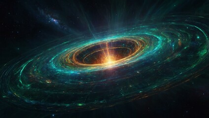 A stunning cosmic image of a galaxy swirl with vibrant colors and a radiant center, illustrating the beauty of the universe.