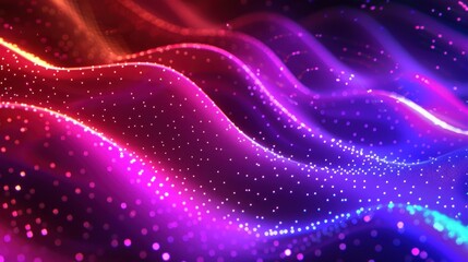 Fototapeta premium Abstract Neon Waves with Glowing Dots