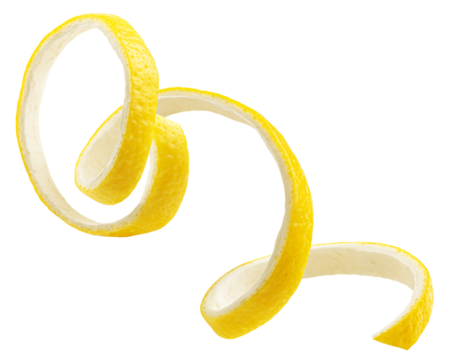 Lemon Peel isolated on white background, full depth of field