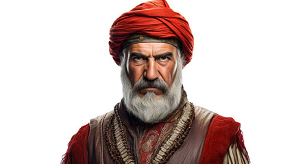 Turkish elderly guys alone against a white backdrop