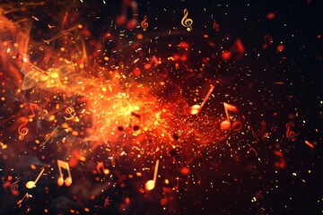 Fototapeta premium A group of musical notes suspended in mid-air, potentially used for creative or educational purposes