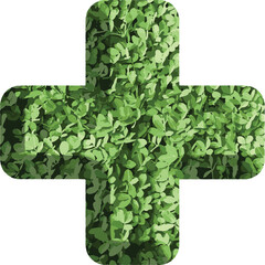 health icon made from green grass and leaves, as a symbol health environment friendly, go green concept