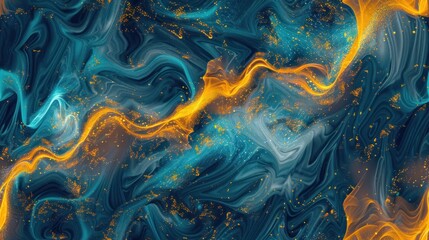 Abstract Swirling Pattern with Gold Glitter