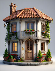 3D Model Cartoon DAE Crib - Corner Shop Character 3D Rendered on a White Background.