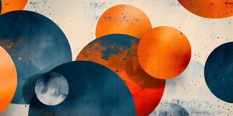 Retro Riso-Inspired Design with Overlapping Shapes in Orange and Blue Hues. Concept Retro Design, Riso-Inspired, Overlapping Shapes, Orange Hues, Blue Hues