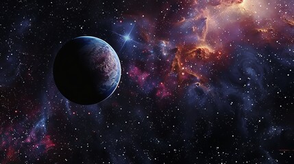 Obraz premium Vibrant Outer Space Background with Nebula Clouds and Celestial Stars - Cosmic Universe Scene in High Resolution