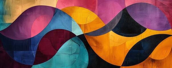 Fototapeta premium Colorful abstract forms with bold lines