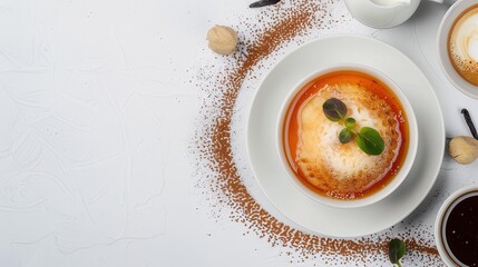 Delicious Breakfast on White Table With Copy Space