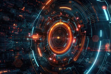 Obraz premium A futuristic sci-fi design featuring glowing circles