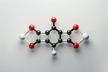 Obraz premium A molecular model with colored balls representing chemical bonds