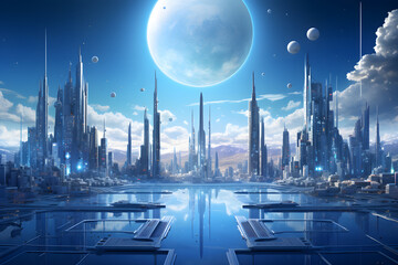 futuristic city of future civilisation, space city, utopia