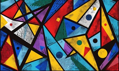 Abstract pop art triangles in bold outlines