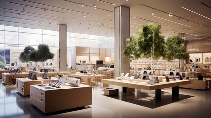 Many goods on display at electronic store