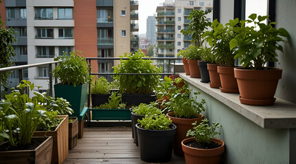 pots in the garden. Genrative.ai 