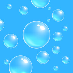 Realistic transparent  3d bubbles underwater . Soap bubbles vector illustration