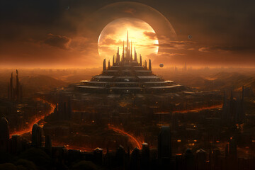 Obraz premium futuristic city of future civilisation, space city, utopia