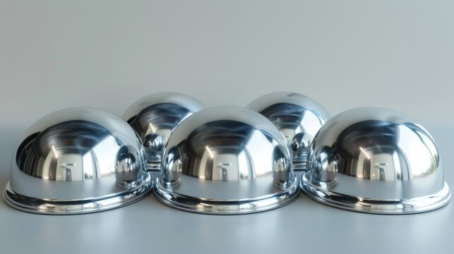 A group of cloches sitting on a table, great for decoration or display