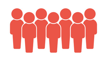 立っている7人の人物のアイコン･ピクトグラム - シンプルな7人組や複数人のグループのイメージ素材
