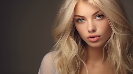 Fototapeta premium Portrait woman model with glamorous hairstyle makeup