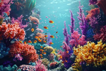 Naklejka premium A vibrant and diverse coral reef teeming with tropical fish