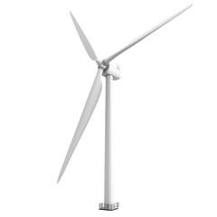 High-quality image of a modern wind turbine, clean energy concept, white background, renewable energy, sustainable power generation.
