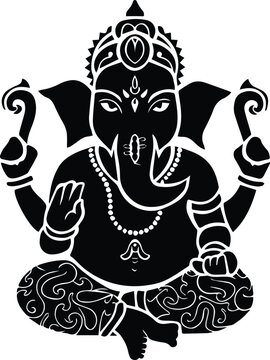 black ganesha sitting pose clip art preview