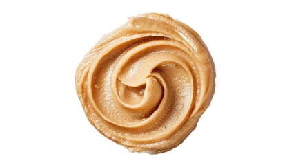 Fototapeta premium A dollop of creamy peanut butter swirled on a white surface