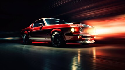 Obraz premium Fast drive a sports car racing in city highway