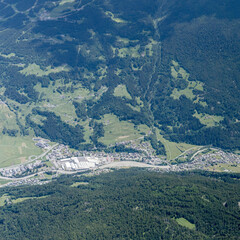 Cepina village aerial, Sondrio, Italy