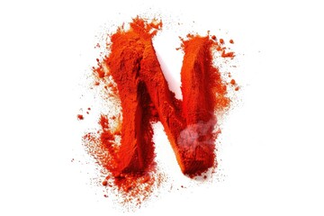 Red powder forming a letter 'n' shape