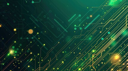 Abstract Circuit Board with Glowing Lights