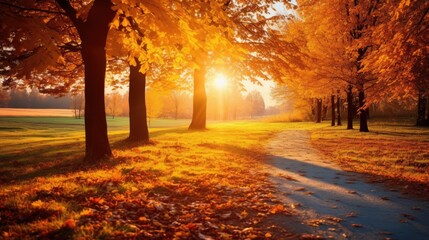 Fototapeta premium Tranquil autumn park landscape