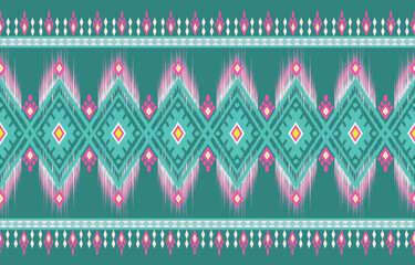 Abstract ethnic geometric ikat seamless patterns colorful design for background, wallpaper, textile, print, wrapping, fabric, clothing, home decor. vector illustration