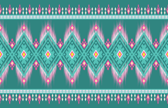 Abstract ethnic geometric ikat seamless patterns colorful design for background, wallpaper, textile, print, wrapping, fabric, clothing, home decor. vector illustration