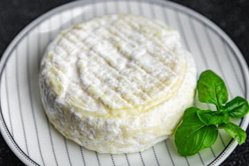 soft cheese goat or sheep cheese natural milkfresh appetizer meal food snack on the table copy space food background rustic top view