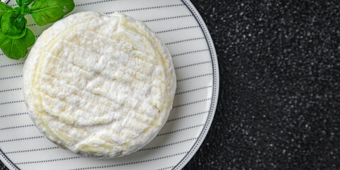 soft cheese goat or sheep cheese natural milkfresh appetizer meal food snack on the table copy space food background rustic top view