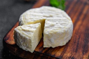 soft cheese goat or sheep cheese natural milkfresh appetizer meal food snack on the table copy space food background rustic top view