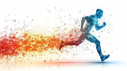 Fototapeta premium Dynamic Abstract Energetic running man in vibrant