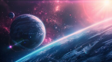 Obraz premium Deep Space Exploration Concept - Nebula and Galactic Stars in Cosmic Infinity, Astronomical Discovery and Universe Exploration Background