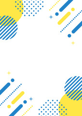 幾何学　フレーム　青と黄色　水玉とキラキラ　縦長