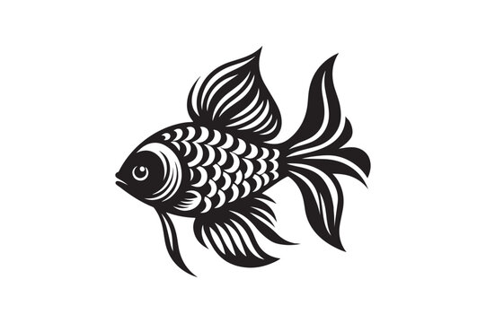 recommend clip art: Aquarium Fish silhouette vector illustration.