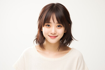 Fototapeta premium Teen pretty Japanese girl over isolated white background