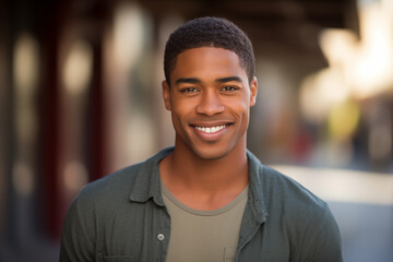 Obraz premium Young African American man at outdoors