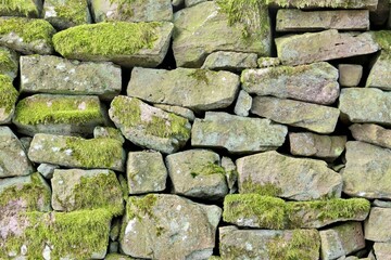 Bemooste Trockenmauer
