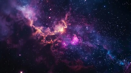 Fototapeta premium Star Clusters and Nebulas Shining in Deep Space, Glittering Night Sky, Universe Fragment