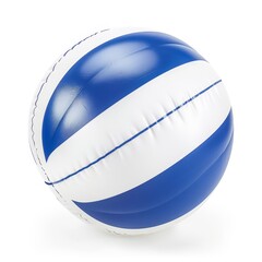 Fototapeta premium An inflatable volleyball, white and blue, sporty and ready for play, on a white background. 
