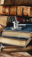 Concept of exams and tests space for text,Concept of medical education and medical books