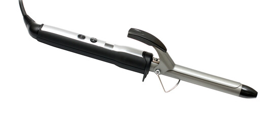 Coiffure equipment. Curling iron on white background