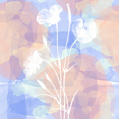 white flower, water color background